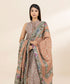 Women's Unstitched Dobby Beige Printed 3 Piece Suit